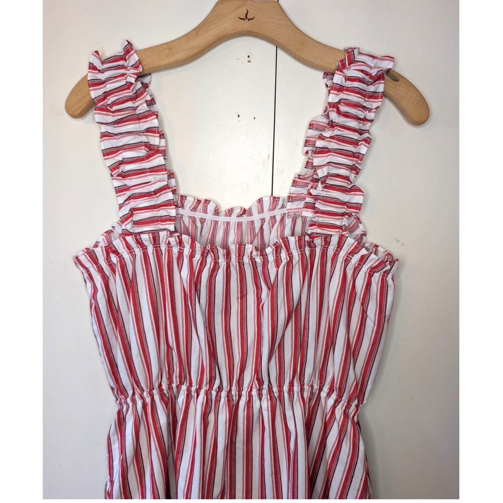 Doe & Rae Red & White Striped Ruffled Dress - Picture 5 of 9